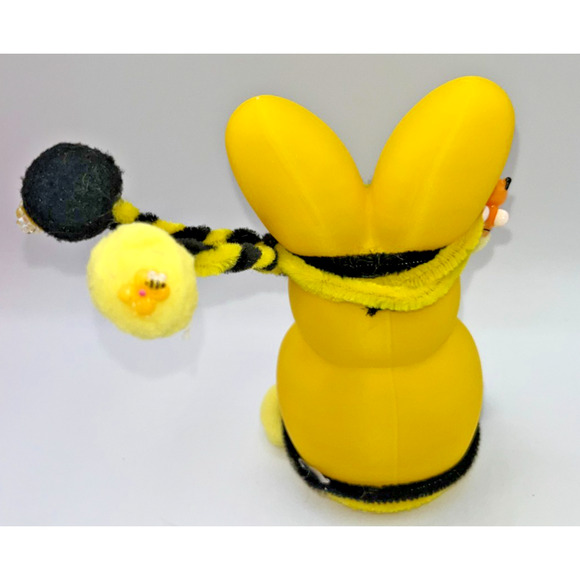 Large Yellow Bunny Peep Ninja Bumble Bee Peep Fluffy Pom Deb O. Originals OOAK - Picture 15 of 16
